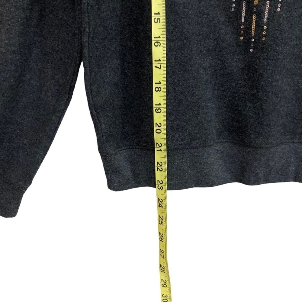 TruSelf Sweatshirt Top Charcoal Gray Sequin Gold Silver Copper Size Large - Picture 7 of 9